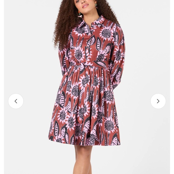gorman Dresses & Skirts - gorman Pink and Brown Floral Long Sleeve Shirt Dress